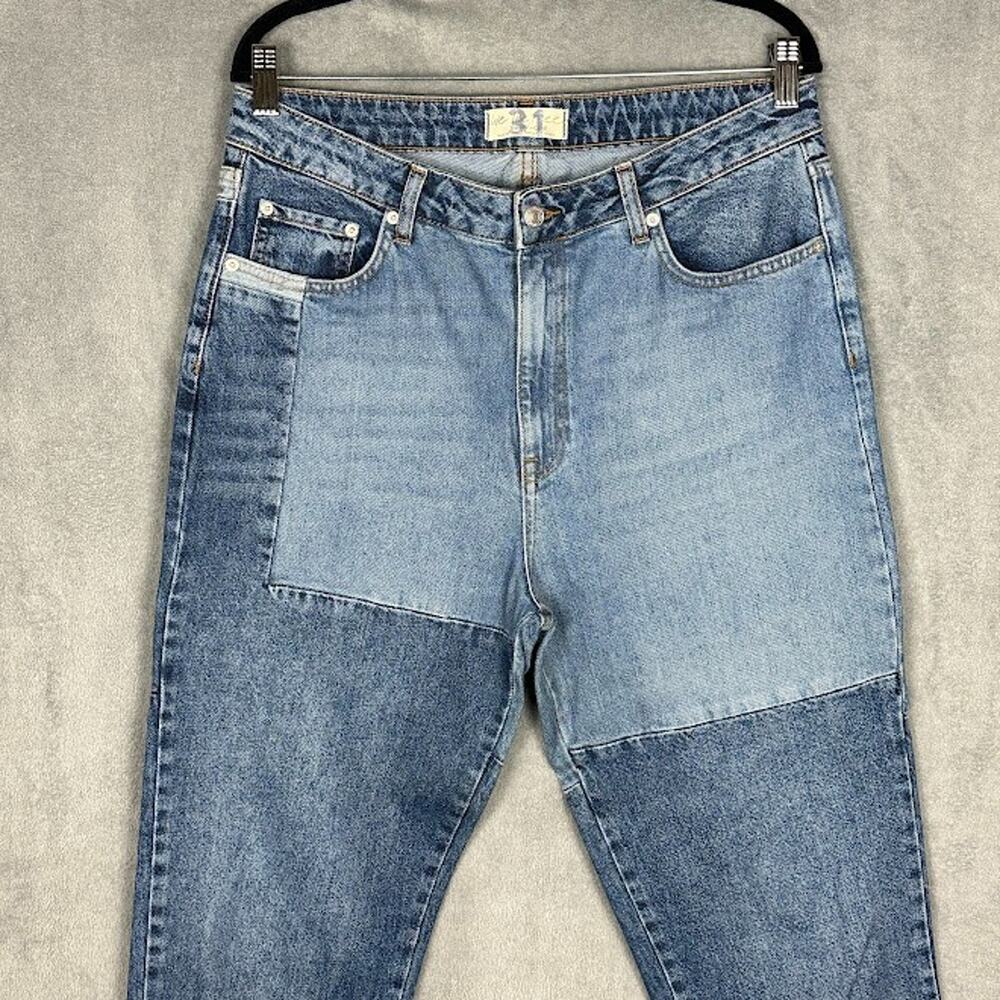 We The Free People Jeans Womens 31 Blue Patchwork Boho Hippie High Rise Pockets - Picture 2 of 12